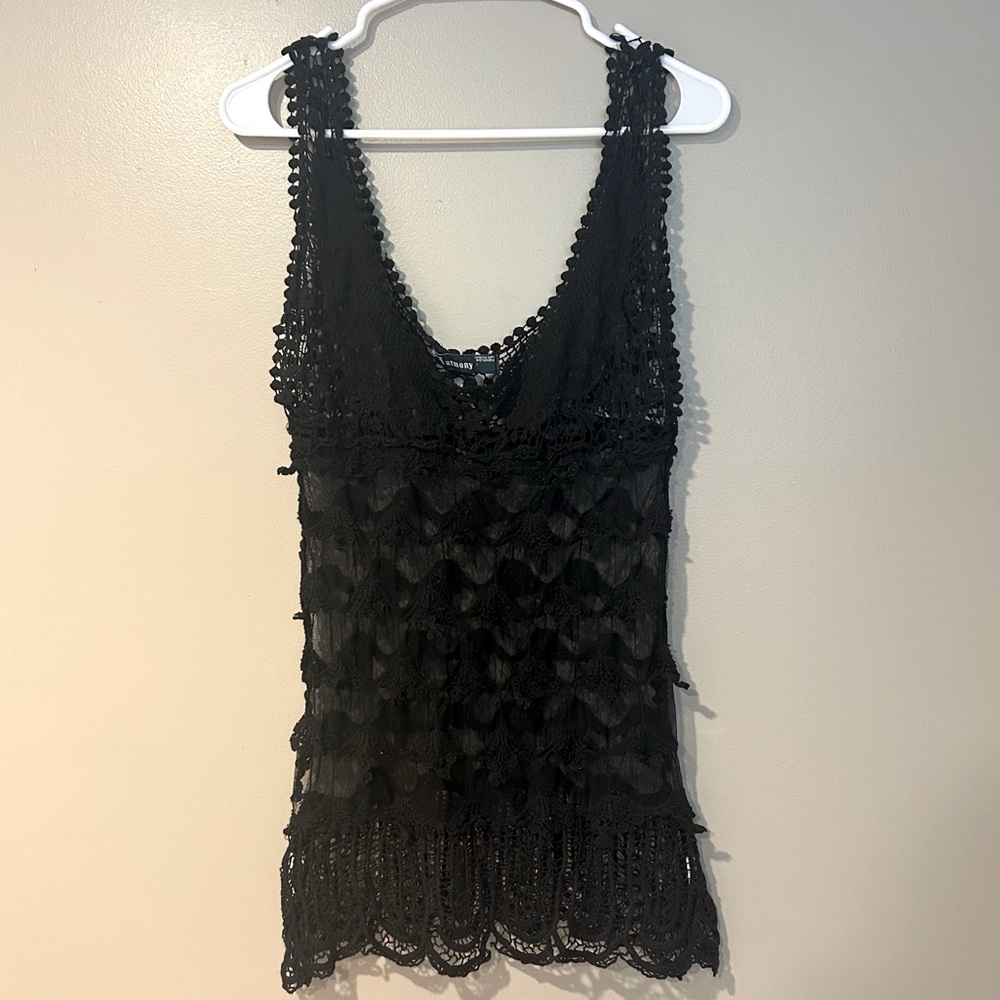 sheer crochet boho slip dress/cover up flapper showgirl gothic retro 20s costume